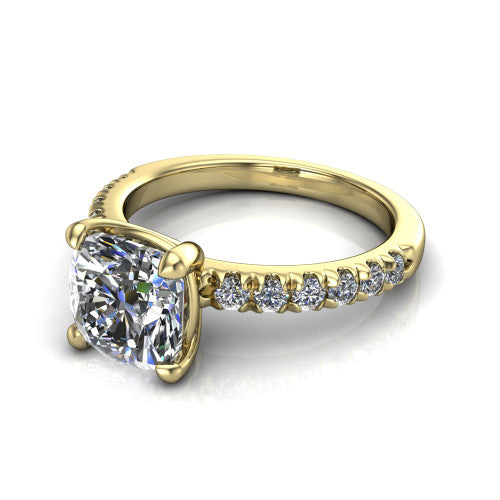 Ariana Cushion Shape Classic Engagement Ring in 18K Yellow Gold