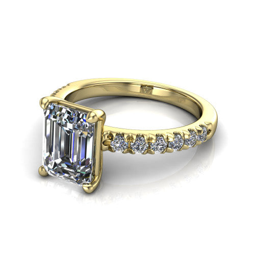 Ariana Emerald Shape Classic Engagement Ring in 18K Yellow Gold