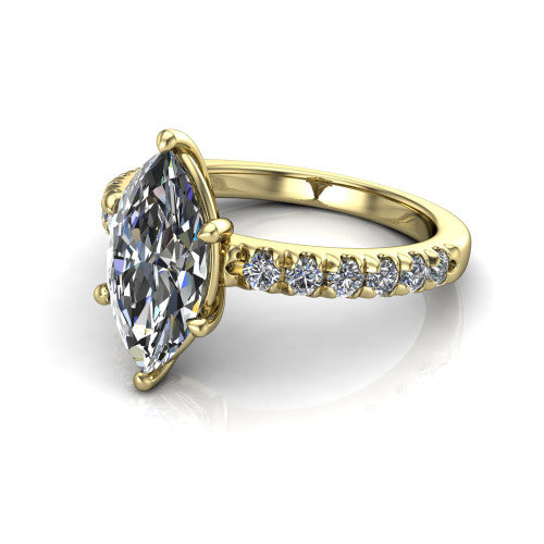 Ariana Marquise Shape Classic Engagement Ring in 14K Yellow Gold