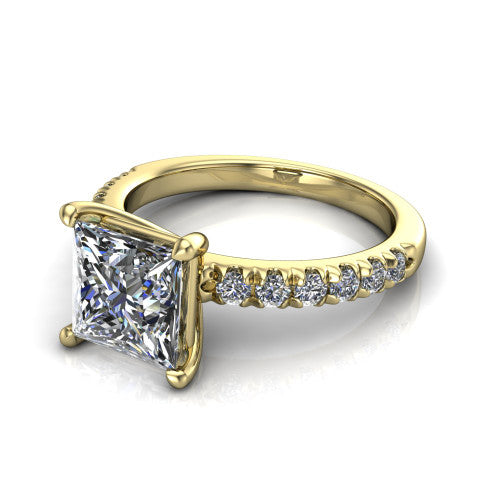 Ariana Princess Shape Classic Engagement Ring in 14K Yellow Gold