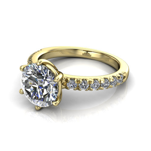 Ariana Round Shape Classic Engagement Ring in 18K Yellow Gold