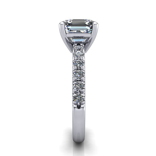 Ariana Square Emerald Shape Classic Engagement Ring in Platinum