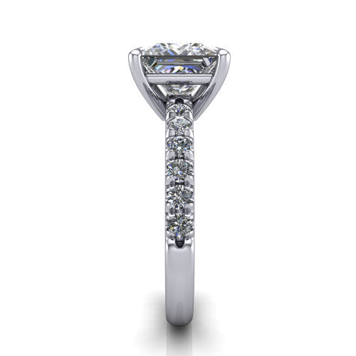 Ariana Princess Shape Classic Engagement Ring in 18K White Gold
