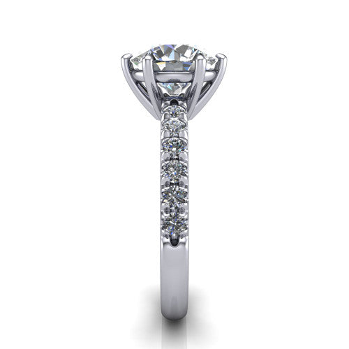 Ariana Round Shape Classic Engagement Ring in Platinum