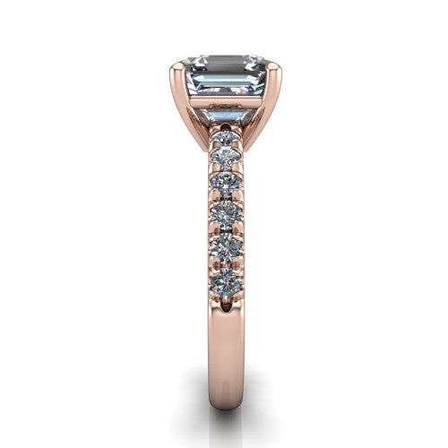 Ariana Square Emerald Shape Classic Engagement Ring in 14K Rose Gold