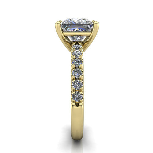 Ariana Princess Shape Classic Engagement Ring in 14K Yellow Gold