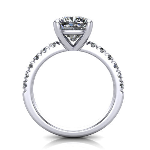 Ariana Cushion Shape Classic Engagement Ring in 14K White Gold