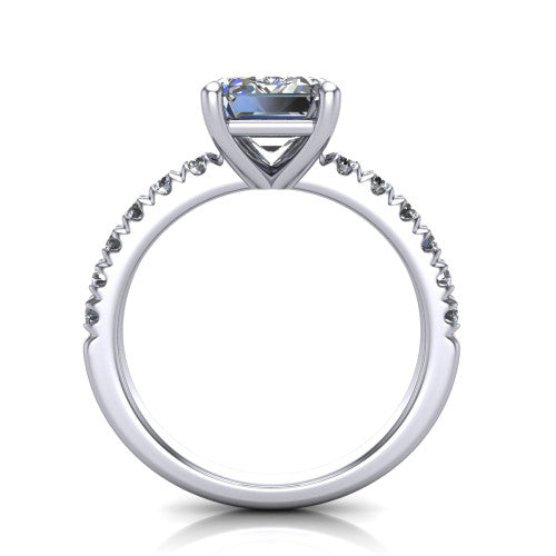 Ariana Emerald Shape Classic Engagement Ring in 14K White Gold
