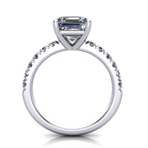 Ariana Square Emerald Shape Classic Engagement Ring in 18K White Gold