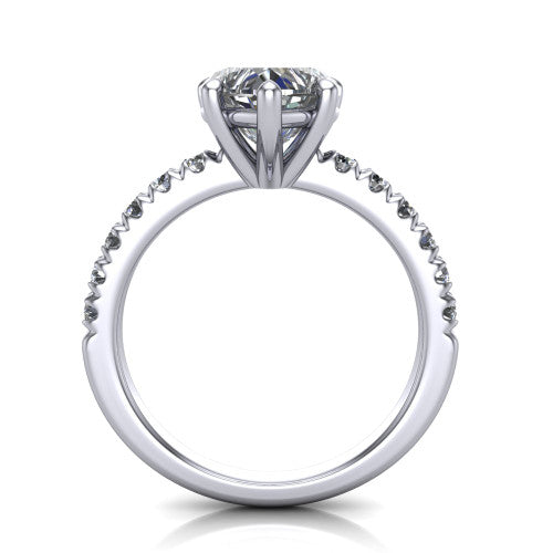 Ariana Heart Shape Classic Engagement Ring in 14K White Gold