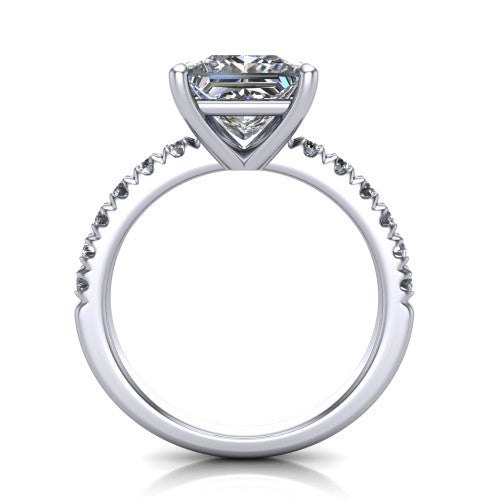 Ariana Princess Shape Classic Engagement Ring in 14K White Gold
