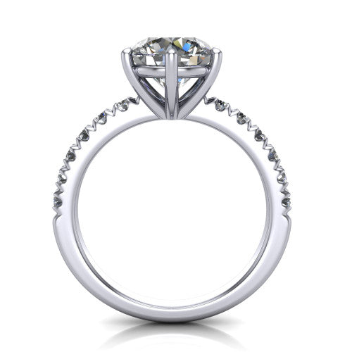 Ariana Round Shape Classic Engagement Ring in 14K White Gold