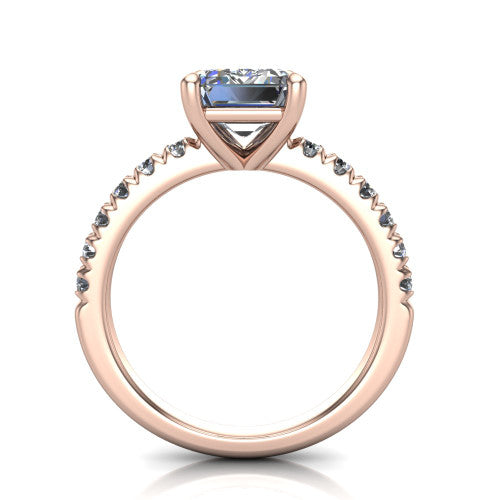 Ariana Emerald Shape Classic Engagement Ring in 18K Rose Gold