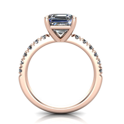 Ariana Square Emerald Shape Classic Engagement Ring in 14K Rose Gold
