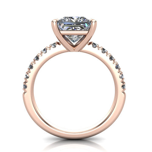Ariana Princess Shape Classic Engagement Ring in 14K Rose Gold