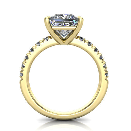 Ariana Princess Shape Classic Engagement Ring in 14K Yellow Gold