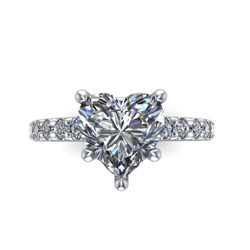 Ariana Heart Shape Classic Engagement Ring in Platinum