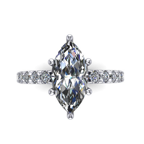 Ariana Marquise Shape Classic Engagement Ring in 14K White Gold