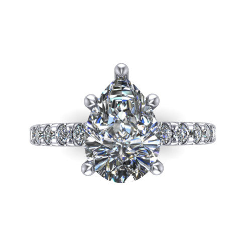 Ariana Pear Shape Classic Engagement Ring in Platinum