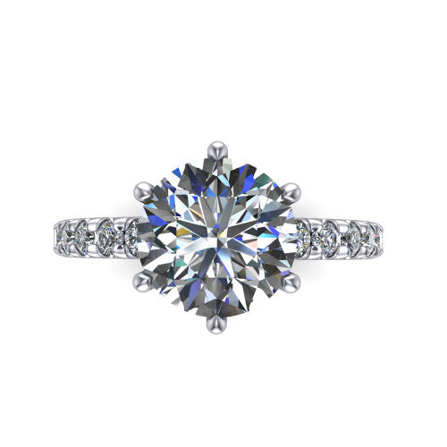 Ariana Round Shape Classic Engagement Ring in 18K White Gold