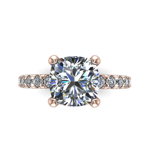 Ariana Cushion Shape Classic Engagement Ring in 18K Rose Gold