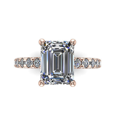 Ariana Emerald Shape Classic Engagement Ring in 18K Rose Gold