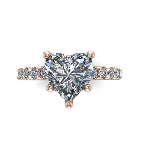 Ariana Heart Shape Classic Engagement Ring in 18K Rose Gold