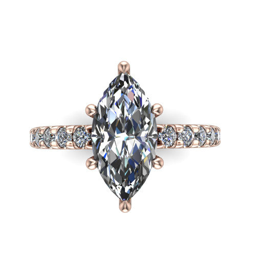 Ariana Marquise Shape Classic Engagement Ring in 18K Rose Gold