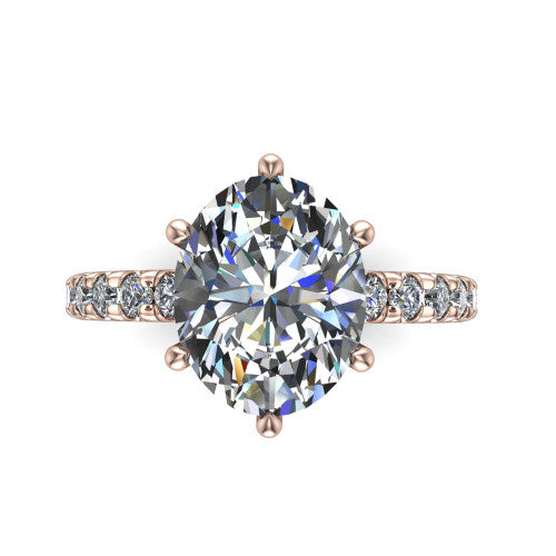 Ariana Oval Shape Classic Engagement Ring in 14K Rose Gold