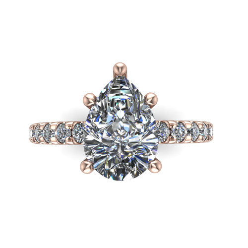 Ariana Pear Shape Classic Engagement Ring in 18K Rose Gold