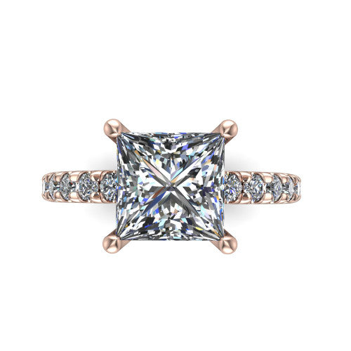 Ariana Princess Shape Classic Engagement Ring in 18K Rose Gold