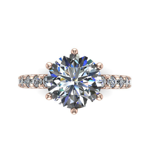 Ariana Round Shape Classic Engagement Ring in 18K Rose Gold