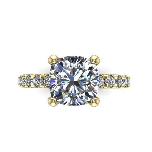 Ariana Cushion Shape Classic Engagement Ring in 18K Yellow Gold