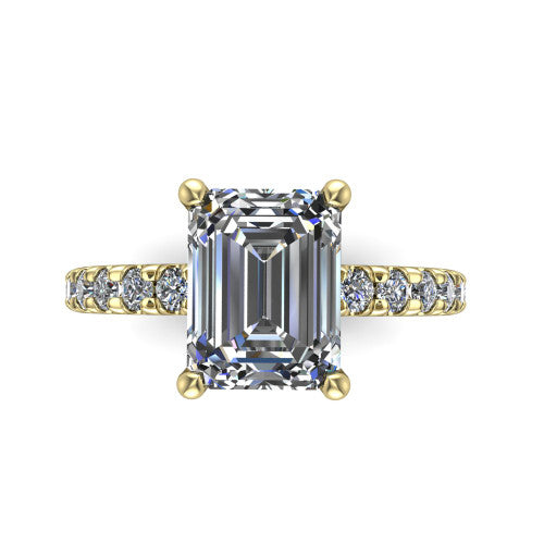 Ariana Emerald Shape Classic Engagement Ring in 14K Yellow Gold