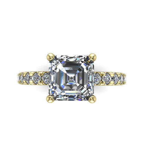 Ariana Square Emerald Shape Classic Engagement Ring in 18K Yellow Gold