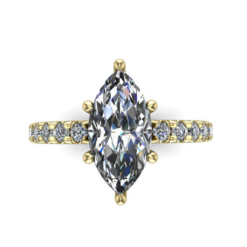 Ariana Marquise Shape Classic Engagement Ring in 14K Yellow Gold