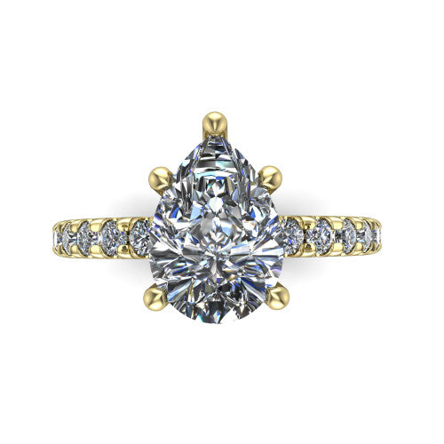 Ariana Pear Shape Classic Engagement Ring in 14K Yellow Gold