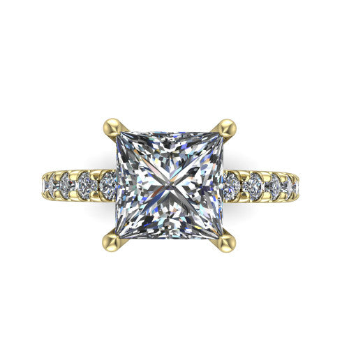 Ariana Princess Shape Classic Engagement Ring in 18K Yellow Gold