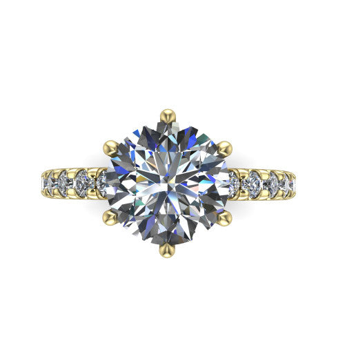 Ariana Round Shape Classic Engagement Ring in 14K Yellow Gold