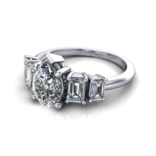 Stella Pear Shape Three Stone Engagement Ring in Platinum