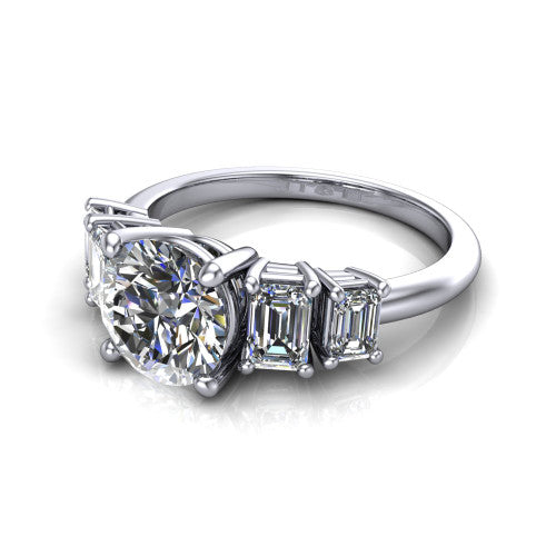 Stella Round Shape Three Stone Engagement Ring in Platinum