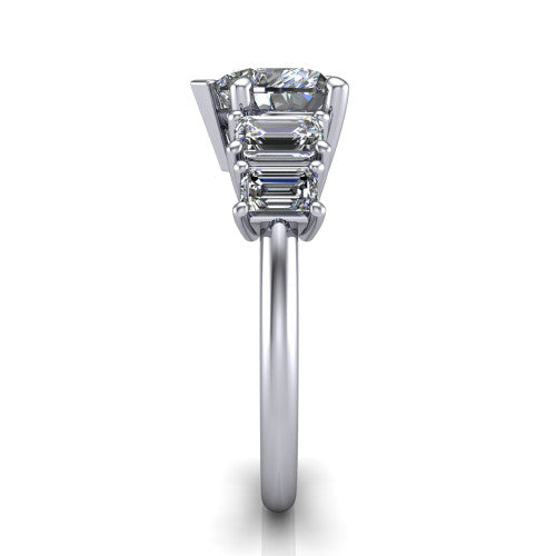 Stella Heart Shape Three Stone Engagement Ring in 14K White Gold