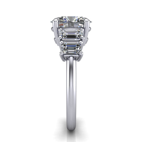 Stella Oval Shape Three Stone Engagement Ring in 14K White Gold
