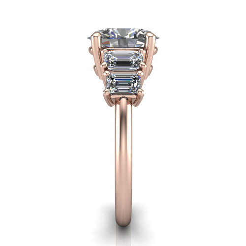 Stella Oval Shape Three Stone Engagement Ring in 14K Rose Gold