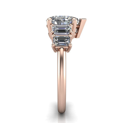 Stella Pear Shape Three Stone Engagement Ring in 14K Rose Gold
