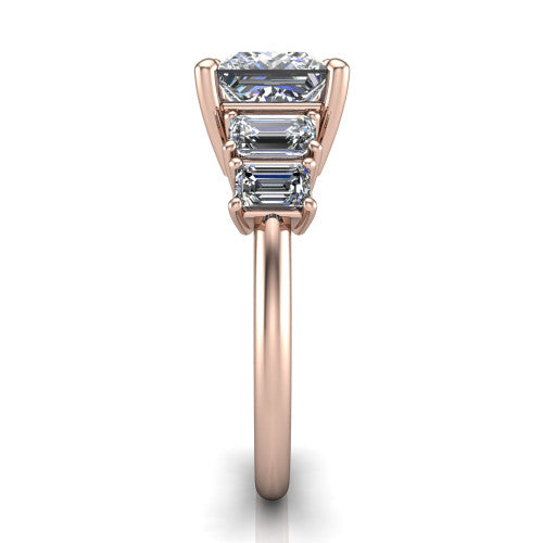 Stella Princess Shape Three Stone Engagement Ring in 14K Rose Gold