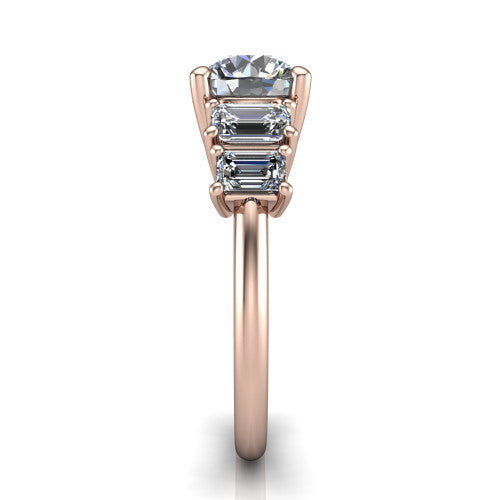 Stella Round Shape Three Stone Engagement Ring in 18K Rose Gold