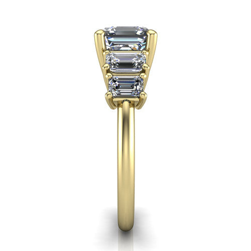 Stella Square Emerald Shape Three Stone Engagement Ring in 14K Yellow Gold