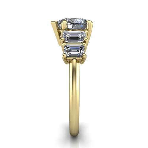 Stella Heart Shape Three Stone Engagement Ring in 14K Yellow Gold