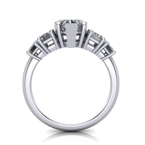 Stella Heart Shape Three Stone Engagement Ring in Platinum